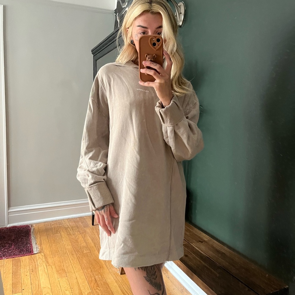 COLLUSION longline camel hoodie - Picture 2 of 9